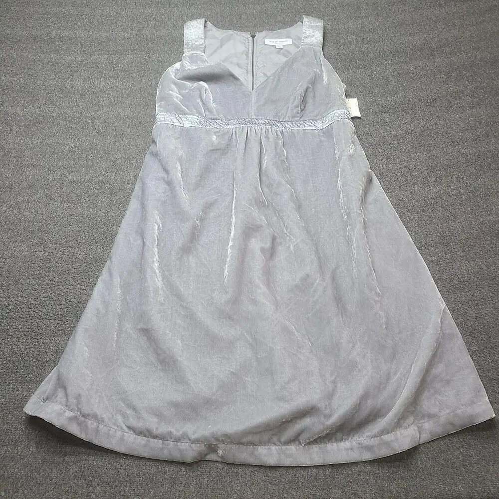 Liz Lange‎ Maternity Dress Womens Small Silver Velvet Sequin Strap V Neck A-Line